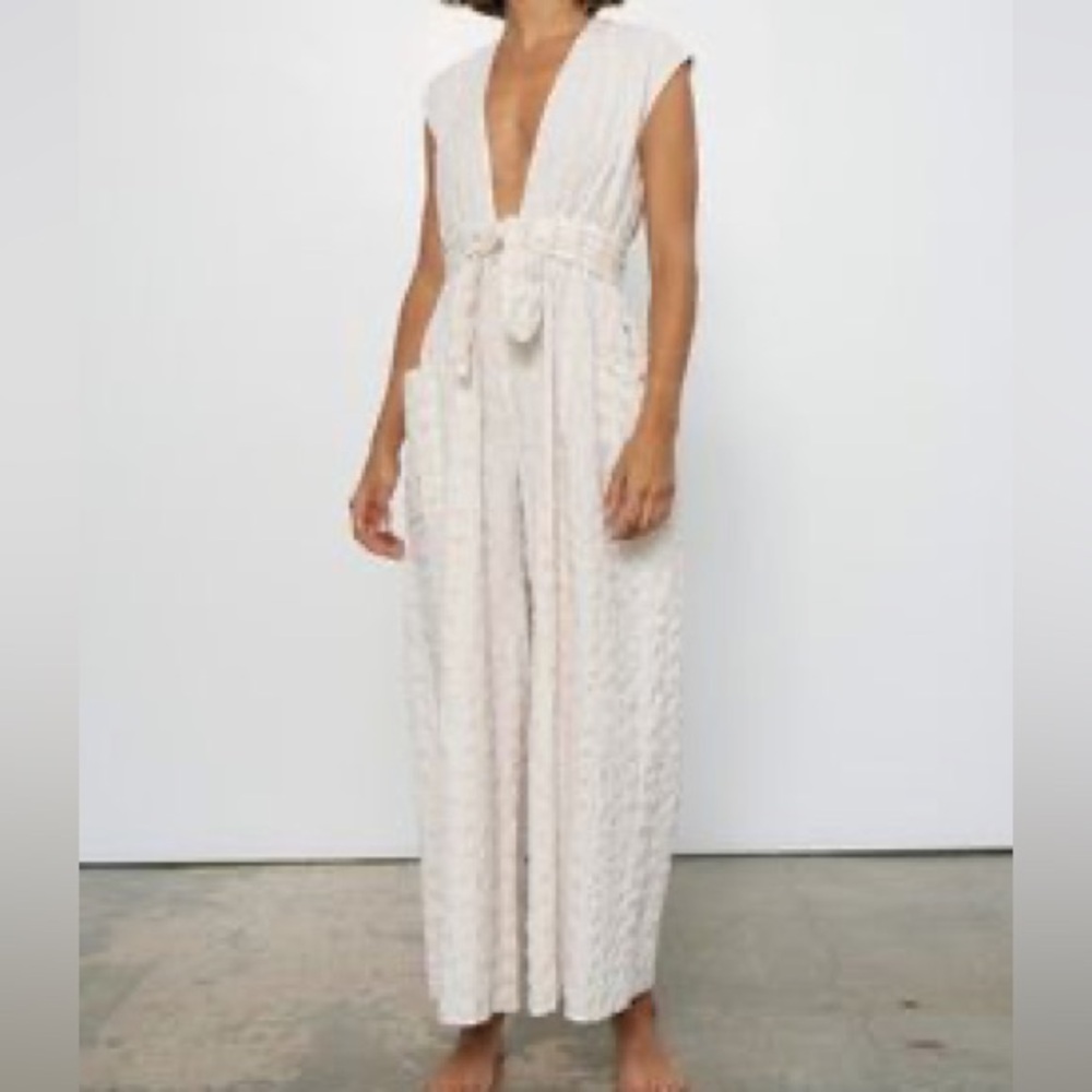 Mara Hoffman Whitney Jumpsuit Organic Cotton Cover Up Pockets Tie Waist $325 - Picture 8 of 9